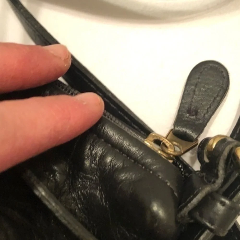 Coach vintage black leather mini duffle bucket bag